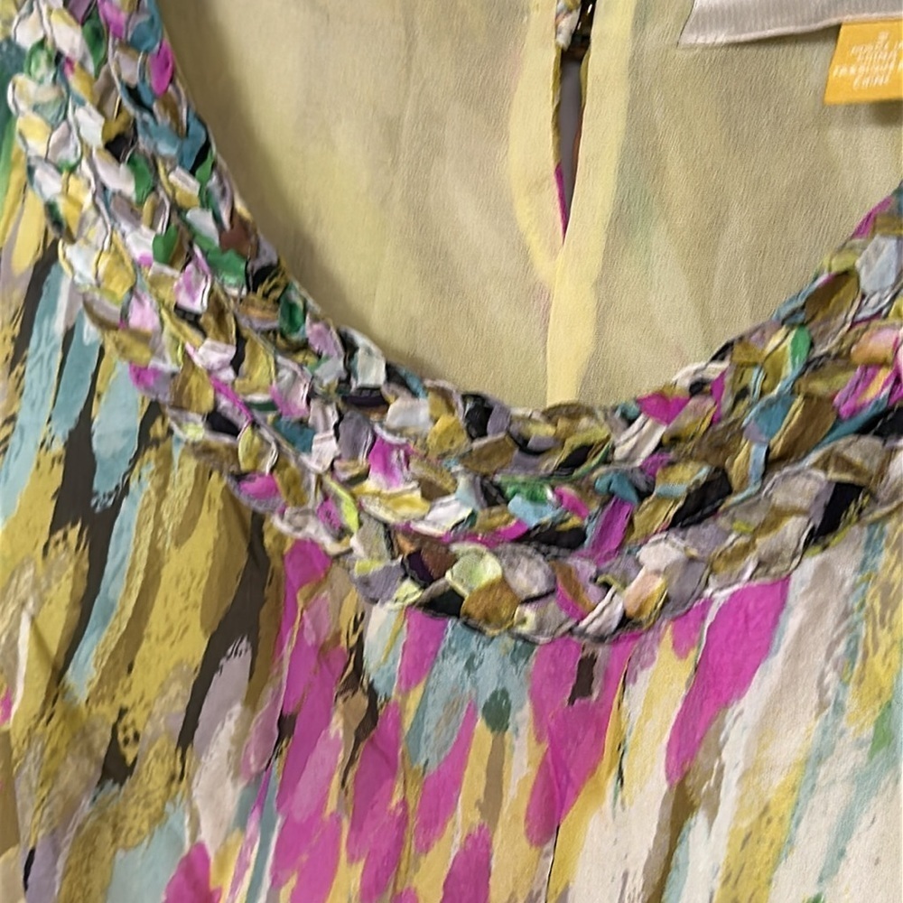 LEIFSDOTTIR sleeveless silk dress, flowery ruffles, Lined, watercolor look, 2 - Picture 6 of 13